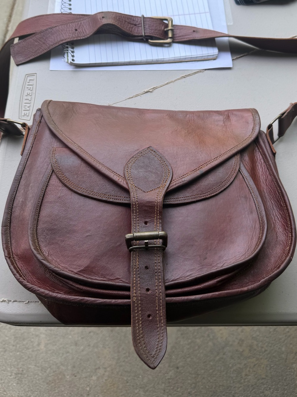 Vintage Satchel & Fable soft leather purse with clip and magnet closure.
